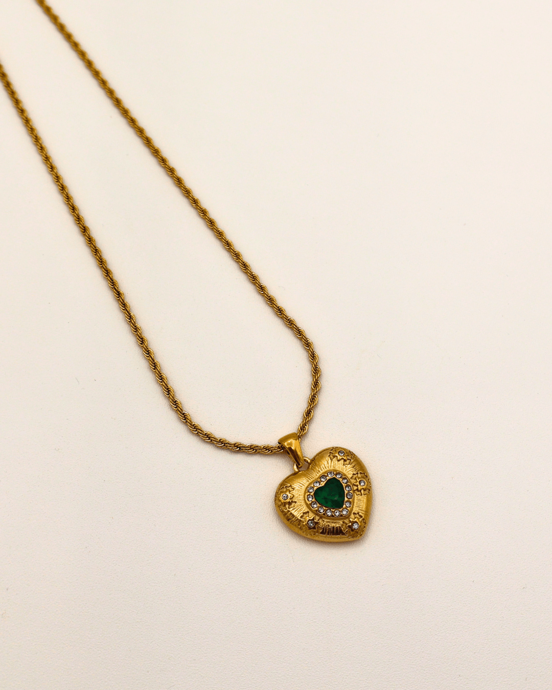 Emerald Sacred Heart Necklace - SMOLL republic