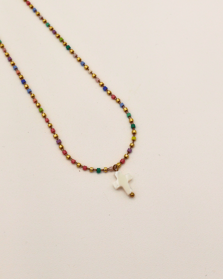 Rainbow Cross Bead Necklace - SMOLL republic