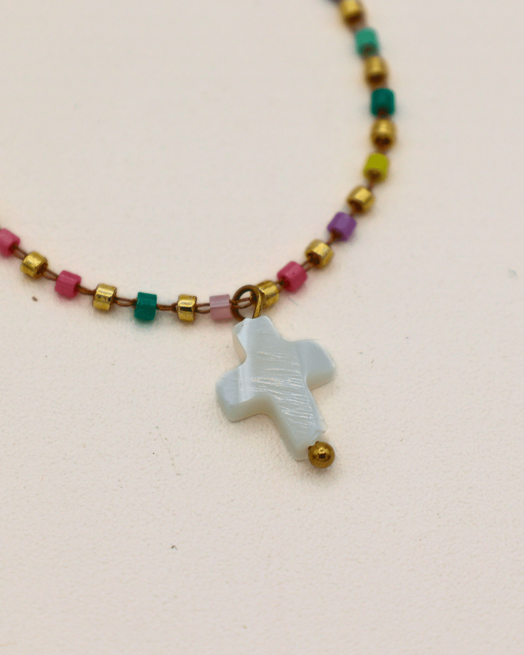 Rainbow Cross Bead Necklace - SMOLL republic