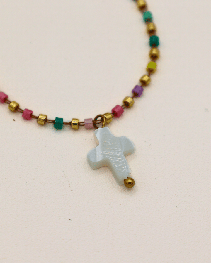 Rainbow Cross Bead Necklace - SMOLL republic